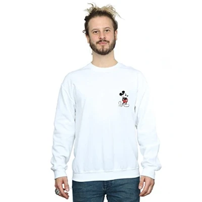 Image of Disney Men&#039;s Mickey Mouse Kickin Retro Chest Sweatshirt White Large