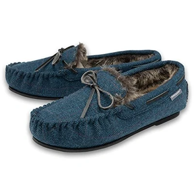 Image of Dunlop Mens Herringbone Moccasin Navy UK 7