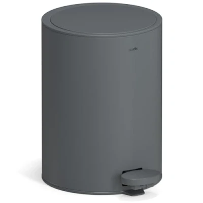 Image of stardis 3 Litre Pedal Bin Stainless Steel Matt Soft Close Hinged Lid Quiet Closing Inner Rubbish Bathroom Grey