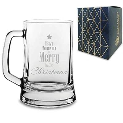Image of Engraved Novelty Christmas Beer Mug &quot;Have Yourself a Merry Little Christmas&quot; Gift, Gift Boxed