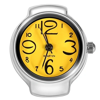 Image of Dilwe Ring Watch, Fashionable Women Men Quartz Analog Round Finger Love Watch Wrist Couple