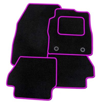 Image of TAILORED FOR PEUGEOT 108 2014 2015 2016 2017 2018 2019 2020 2021 PREMIUM GENUINE EXACT FIT INTERIOR FLOOR CARPET CAR MATS BLACK MAT + PINK TRIM