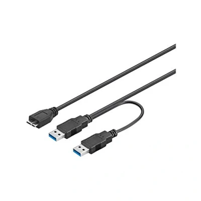 Image of Goobay 95746 USB 3.0 Dual Power Superspeed Cable, Black, 0.3m Length