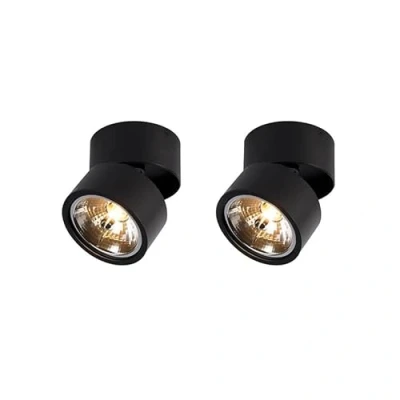 Image of Qazqa Set of 2 Spots Black Adjustable Go Nine Tubo Industrial Suitable for LED G9 Way Light Aluminium Surface Mounted spotway Living Room I Kitchen Bedroom