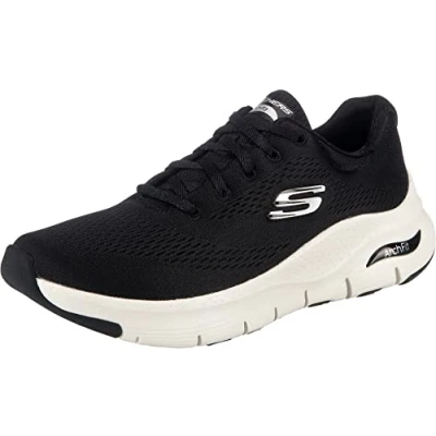 Image of Skechers Women&#039;s Arch Fit Big Appeal Sneaker,Black Mesh / White Trim,3 UK