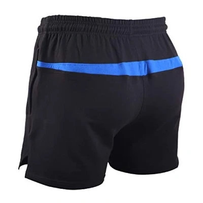 Image of Muscle Alive Men Bodybuilding Gym Workout Shorts Sprots Fitness Terry Cotton 5 Inseam Black M