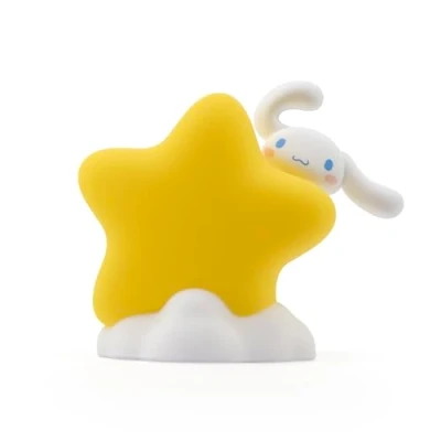 Image of YuMe Toys Bedside Light Star Series, Cinnamoroll Light, Adorable Peeking from Behind a Gold Star, 9cm LED Night for Kids (Ages 3 plus) Bandai