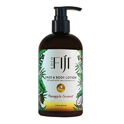 Image of Coco Fiji Face &amp; Body Lotion Infused With Coconut Oil for Dry Skin Moisturizer Cream Massage Women Men Pineapple 12 ozPack of 1