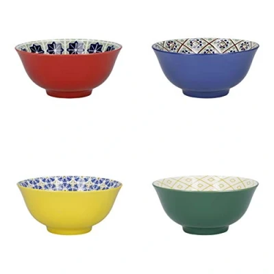 Image of KitchenCraft Set Of 4 Ceramic Bowls World Flavours Designs