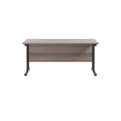 Image of Jemini Rectangular Double Upright Cantilever Desk 1800x600x730mm Grey Oak/Black KF820215