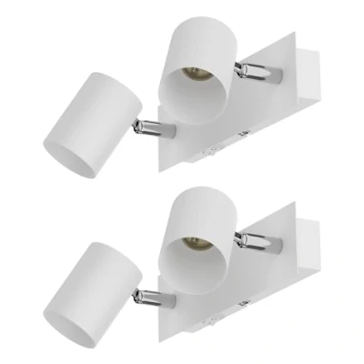 Image of ledscom.de 2 Pieces Wall Light WAIKA, Light, Switch, White matt, Angular, 2X GU10 max. 60W