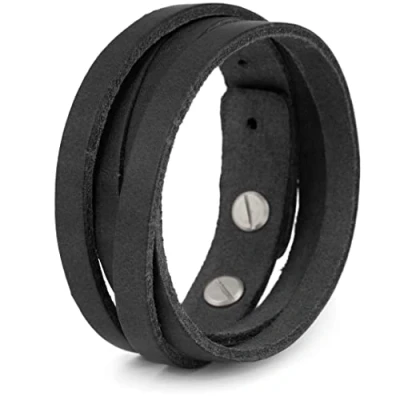 Image of Simaru Wrap Bracelet for men Genuine Italian Vegetable tanned Leather Strap Adjustable Wrist Made in Europe