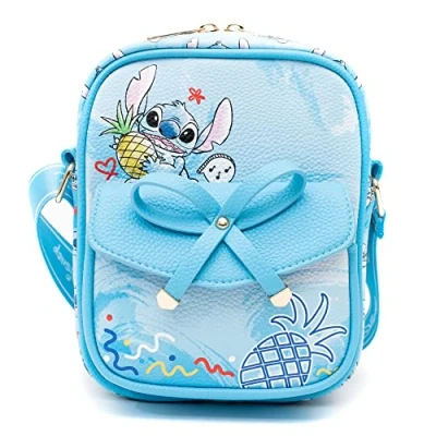 Image of Wondapop Disney Lilo and Stitch Luxe 8&quot; Crossbody Bag, Blue