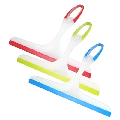 Image of 3 Pcs Window Squeegees, Shower Screen Wiper, Glass Cleaning Rubber Blade, Plastic Cleaner Scraper Washer for Mirror, Bathroom, Window, Floor,