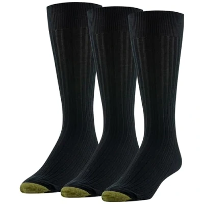 Image of Gold Toe Men&#039;s Classic Canterbury Crew socks, 3 pairs casual Black, XL UK