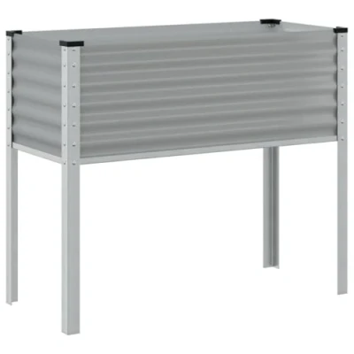 Image of vidaXL Garden Planter Plant Pot Grey Steel Outdoor Flower/Vegetable Box 100 x 41 90 cm