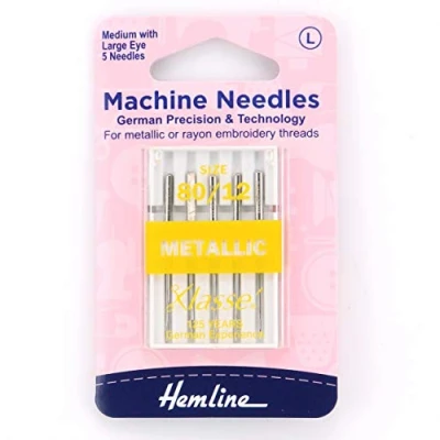 Image of Hemline Sewing Machine Needles for Metal Threads 80/12 (Medium)
