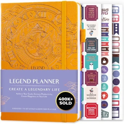 Image of Legend Planner Weekly &amp; Monthly Life to Hit Your Goals Live Happier. Organizer Notebook Productivity Journal. A5 (Yellow)