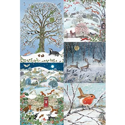 Image of Woodmansterne Artistic Charity Christmas Cards RSPB Winter Wildlife Scenes Eco Friendly &amp; Recyclable Box of 20