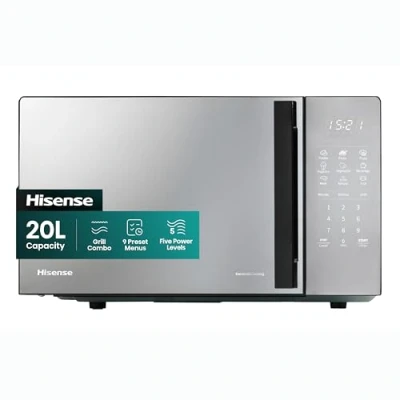 Image of Hisense 700 Watts 20 Litre Black Digital Solo Microwave Oven With 800W Grill H20MOMBS4HGUK Automatic Defrost, 9 Auto Cook Menus, Clock &amp; Timer, Easy Clean
