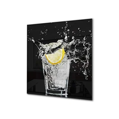 Image of Concept Crystal Stylish Tempered Glass backsplash kitchen splashback upstand BS09 Water splash Series: Lemon Drink