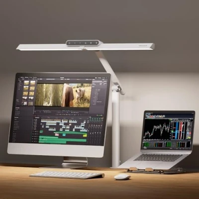 Image of Honeywell LED Desk Lamp with Clamp HJ1 Sunturalux Eye Caring Clip on Lights for Home Office, 1200LM 4 Color Modes Stepless Dimming Task Light Working White