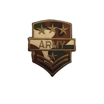 Image of Fat catz copy Camouflage Military Army Three Stars Ranking Iron on Sew Embroidered Badge Applique Motif Patch