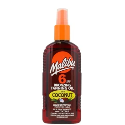 Image of Malibu Sun SPF 6 Bronzing Tanning Oil With Coconut Oil, Low Protection, Water Resistant, 200ml