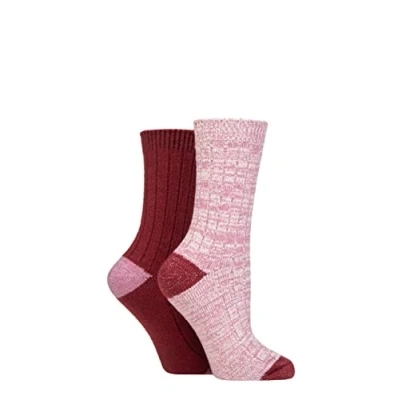 Image of Elle Ladies Velvet Soft and Sparkle Boot Socks Pack of 2 Size 4 8 in Assorted Colours Perfect for Walking Hiking Smokey Pink