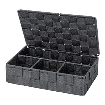Image of WENKO Adria Storage Basket, dark grey, 26 x 7 17 cm