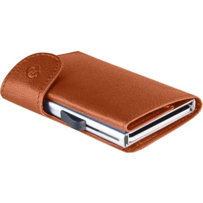 Image of C secure Card Holder in Tan Brown Italian Leather RFID NFC Blocker Wallet