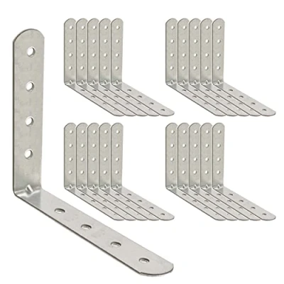 Image of OMIDEAS 20 x Angle Bracket (100 100 16) 90 Degree L Shape Corner Brace Plate Wood Metal Connecting Fixing Joining Repair Support Galvanised Connector