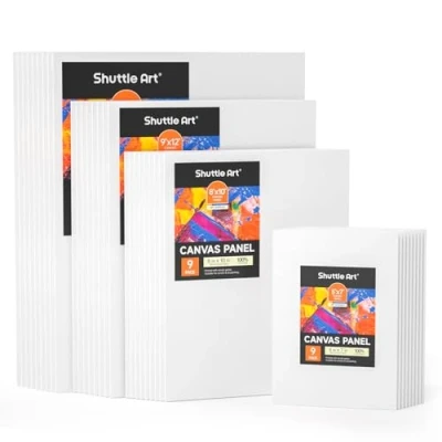 Image of Shuttle Art 36 Pack Canvas for Painting, Blank Multipack, 5x7, 8x10, 9x12, 11x14 inch (9 PCS of Each), 100% Cotton Primed White Painting Board Kids Adults Acrylic Oil