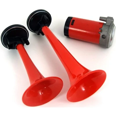 Image of 12V TWIN DUAL TONE LOUD AIR HORN CAR VAN LORRY HORNS COMPRESSOR PIPE RELAY NEW