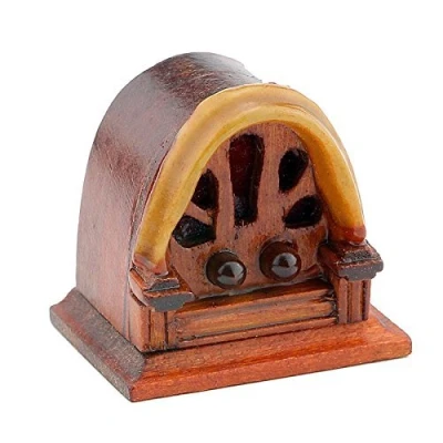 Image of MyTinyWorld Dolls House Miniature Old Style Classic Shaped Wood Radio