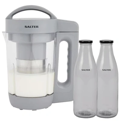 Image of Salter COMBO 8796 Plant Milk Maker Nutrient Rich &amp; Dairy Free, 1.6L Vegan Nut Machine, Oat/Hazelnut/Coconut/Almond Milk, Transparent Design, Tritan BPA Free Plastic, Bottles Included
