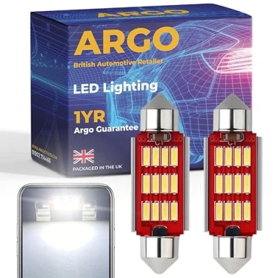 Image of 41mm 239 Festoon C5w led Car Bulb License Number Plate 12 Smd Xenon Bright White Interior lights 272 T4W Dome Reading Map Lamps Boot Light Footwell Bulbs 12v