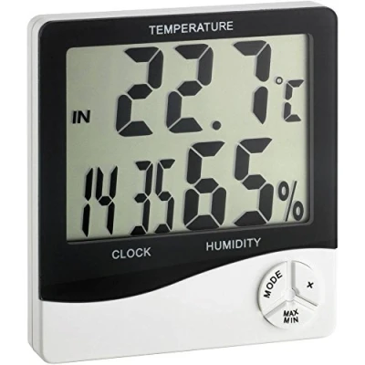 Image of TFA Dostmann Digital Thermometer and Hygrometer with Clock