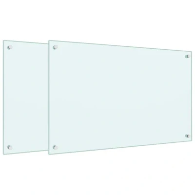 Image of vidaXL Kitchen Backsplashes 2 pcs White 80x50 cm Tempered Glass