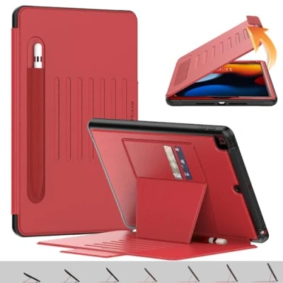 Image of TECHGEAR Enduro Case For Apple iPad 10.2&quot; 2021/2020/2019 [9th/8th/7th Generation] Tough &amp; Rugged Strong Magnetic Flip [Sleep/Wake] Drop Proof Cover [Multi Angle Stand] Pencil Holder Card Slot