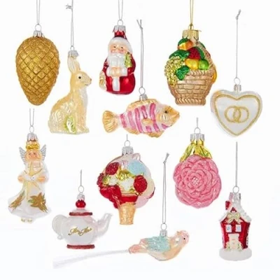 Image of Kurt Adler Ornament Set, Green, 2.75&quot; 4&quot;