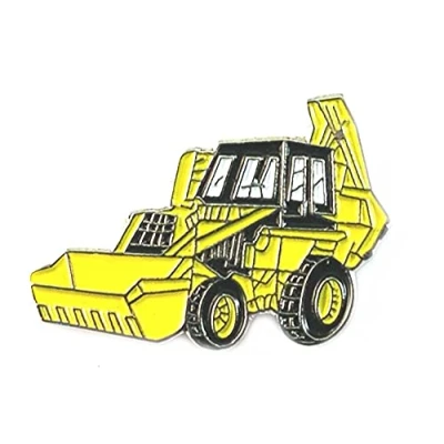 Image of Metal Enamel Pin Badge Brooch Tractor Digger JCB Yellow