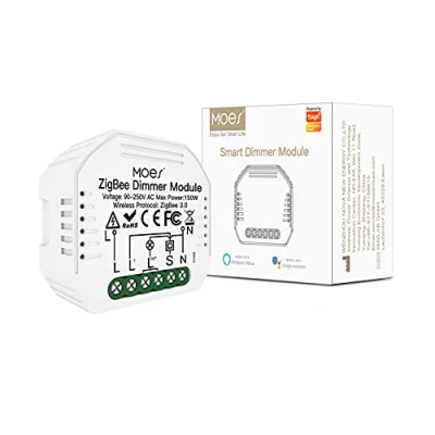 Image of MOES Mini DIY Tuya ZigBee Smart Dimmer Switch Module, 1 Gang, Needs Neutral Line, Life App, Wireless Remote Control, Alexa Google Home Voice Requires Hub