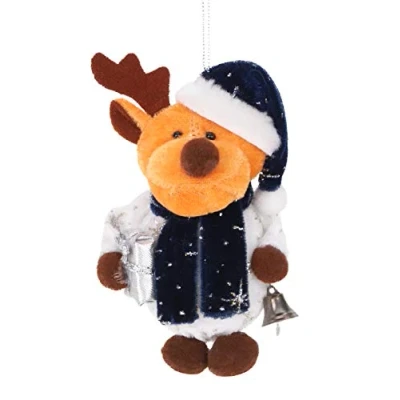 Image of Christmas Concepts® 4&quot; Angela&#039;s Sparkle Fabric Hanging Reindeer Tree Decoration With Blue Hat Cute Decorations