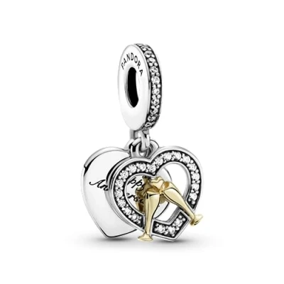 Image of Pandora 14k Gold Two tone Happy Anniversary Dangle Charm 799322C01