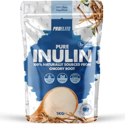 Image of Pure Inulin Powder Prebiotic Soluble Fibre Vegan, GMO Free, Gluten Free Made in EU from Natural Chicory Root Fructo OligoSaccharide FOC by PROELITE (1000g)