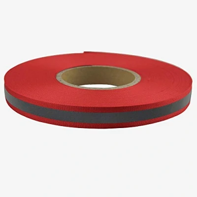 Image of Silver Reflective Webbing Ribbon DIY Fabric Tape Trim Strip for Chothing Sew On 20mm x 50M (Red)
