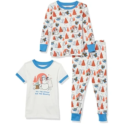 Image of Amazon Essentials Disney Marvel Star Wars Baby Boys&#039; Snug Fit Cotton Pyjama Sleepwear Sets, 3 Piece Mando Winter, 18 Months