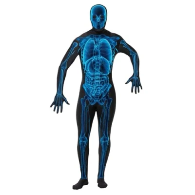 Image of Smiffys X Ray Costume, Second Skin Suit, Blue &amp; Black, L Size 42 inch 44