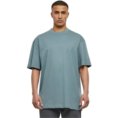 Image of URBAN CLASSICS Men&#039;s Basic Crew Neck Tall Tee, Oversized Short Sleeves T Shirt with Dropped Shoulders, 100% Jersey Cotton, in dusty blue, 5XL